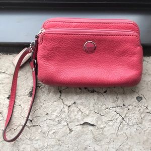 Pink double zip coach wristlet